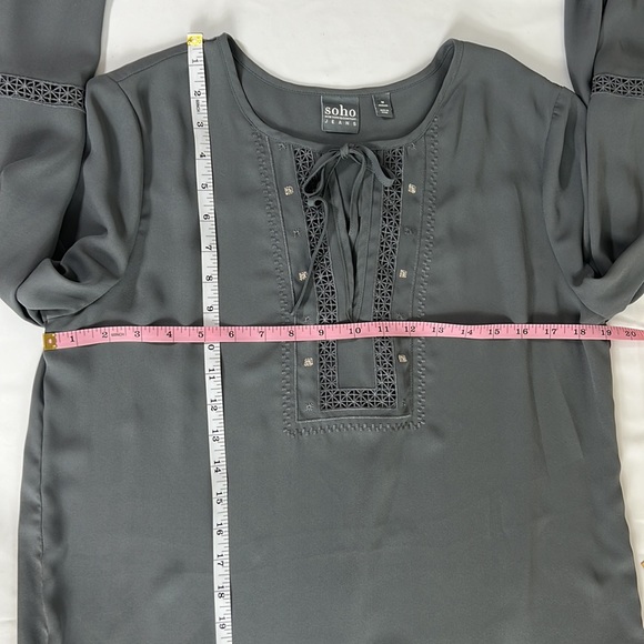 Soho M Grey Long Sleeve Blouse - Picture 12 of 14